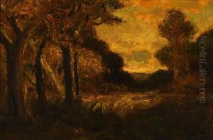 Sheep In A Tonalist Landscape by William Keith
