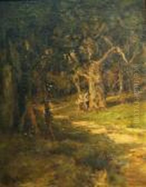 Two Figures By A Woodland Path - view 1