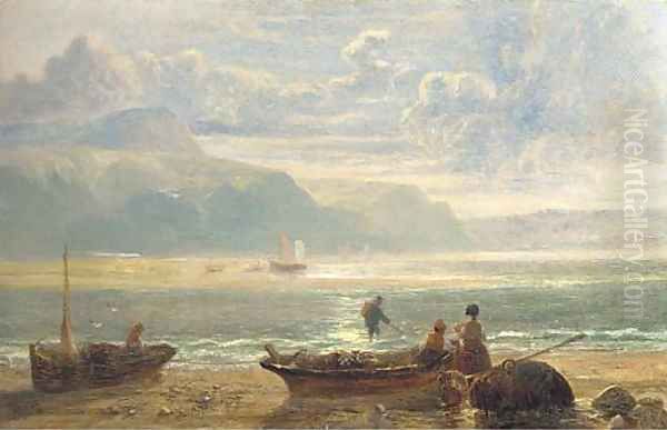 Fisherfolk on a beach - view 1