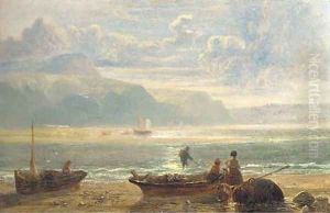 Fisherfolk on a beach by John Wright Oakes