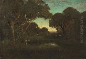 A Pastoral Landscape With Figures by William Keith