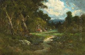 A Farmhouse In A Forest Clearing by William Keith