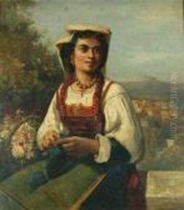 Italian Peasant Woman Knitting