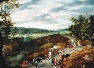 Thieves Attacking a Convoy of Travellers 1656