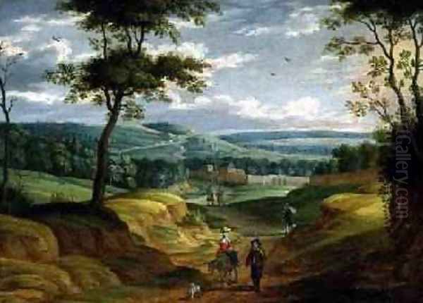 Extensive Landscape with Travellers on a Path - view 1