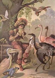 Papageno the Bird-Catcher from The Magic Flute by Wolfgang Amadeus Mozart 1756-91 by Carl Offterdinger