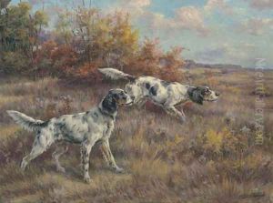 Two setters on a point in an extended landscape by Edmund Henry Osthaus