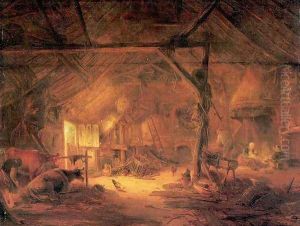 Barn Interior 1645 by Isaack Jansz. van Ostade