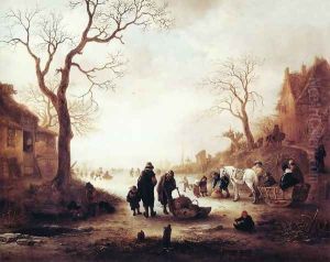 A Canal in Winter by Isaack Jansz. van Ostade