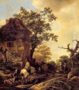 The Outskirts of a Village with a Horseman by Isaack Jansz. van Ostade