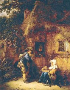 Traveller at a Cottage Door 1649 by Isaack Jansz. van Ostade