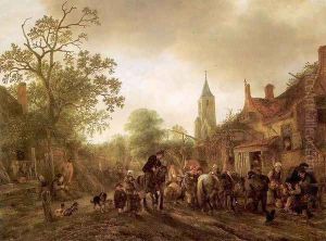 The Halt at the Inn 1645 by Isaack Jansz. van Ostade
