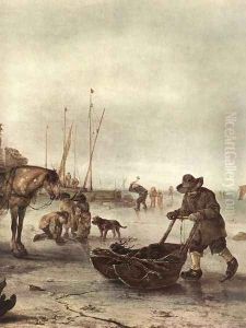 Winter Landscape (detail) c. 1643 by Isaack Jansz. van Ostade