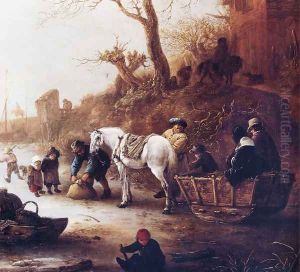 A Canal in Winter [detail #1] by Isaack Jansz. van Ostade