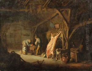 Peasants in a barn