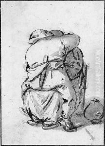 A peasant couple embracing by Isaack Jansz. van Ostade