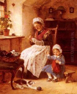 The Sewing Lesson by Hugo Oehmichen