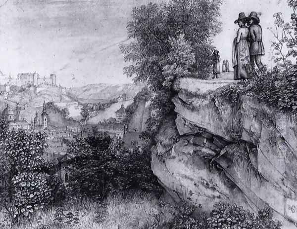 View of Salzburg and the Hohensalzburg Fortress fom the Monschberg 1818 - view 1