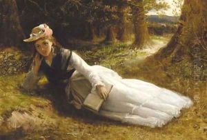 Reading in the woods by William Oliver
