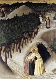 St Anthony Goes in Search of St Paul the Hermit by Master of the Osservanza