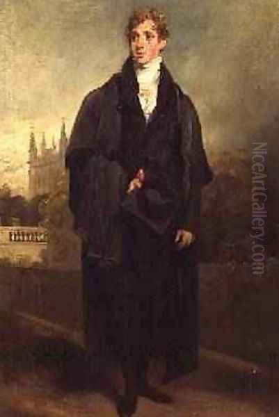 Portrait of Henry Townley 1769-1825 standing in Academic dress, Merton College, Oxford possibly in the background - view 1