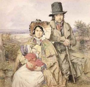The Emigrants a family seated at a roadside 1840 by Octavius Oakley