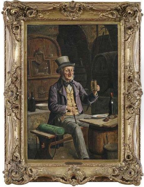 Beer Drinker In A Cellar. - view 1