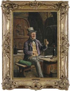 Beer Drinker In A Cellar.