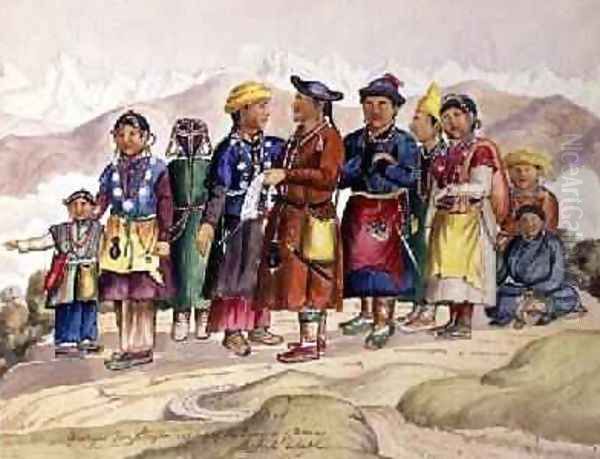 Bhotias Tibetans from Lhasa the capital of the Province of Utsang Central Tibet 1852-60 2 - view 1