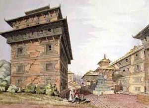 The Durbar at Nargakot a Palace in a Town in Nepal 1854