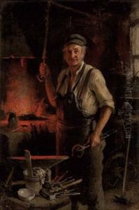 "der Schmied Inseiner Werkstatte" Unten Rechts Signiert: Kern H. by Hermann Kern