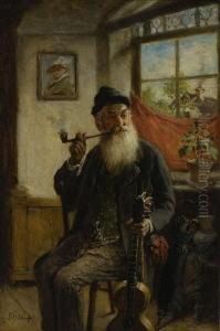 Alter Bauer Mit Pfeife Und
Gitarre. by Hermann Kern