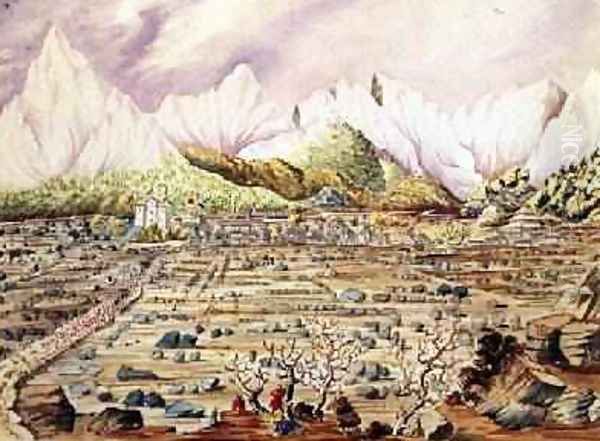 Invasion of Tibet by the Nepalese in the Town of Keerung off the left or eastern bank of the BooriGurudee River May 1855 - view 1