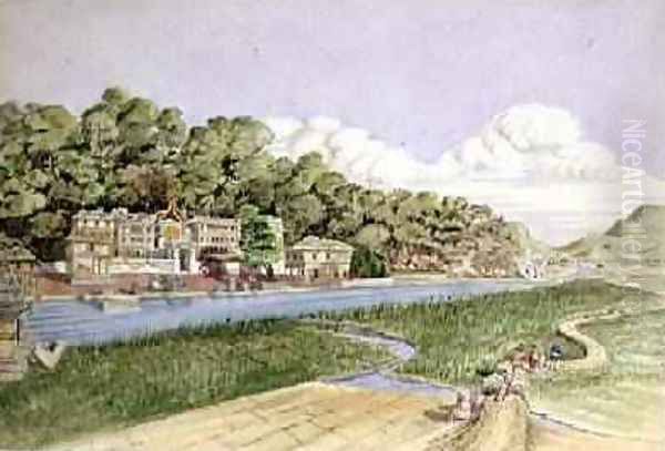 The Temple of Gihyeshwari dedicated to Kali on the Bugarents River at Pashipatinath 1852-60 - view 1