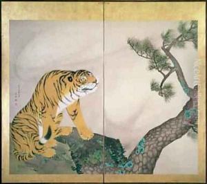 Tiger Screen Japanese 1781 by Maruyama Okyo