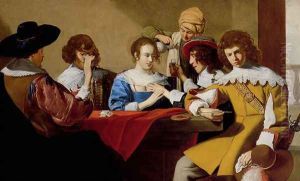 An Interior With Soldiers Drinking And Smoking by Jacob van, the Elder Oost