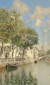 Gondolas on a Canal, Venice 2 by Martin Rico y Ortega