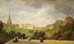 View of Edinburgh, the Walter Scott Monument by Pierre Justin Ouvrie
