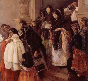 La salida de misa en Rocafort (The end of the mass in Rocafort) by Jose Benlliure Ortiz