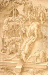 Christ nailed to the Cross by Lelio Orsi