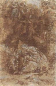 The Madonna and Child with the Infant Baptist in a landscape by Lelio Orsi