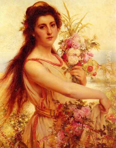 Young Beauty Gathering Flowers - view 1