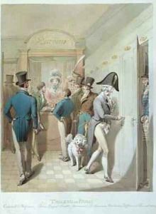 The Office of the Theatre Francais from Tableau de Paris 1815-30 by George Emmanuel Opitz