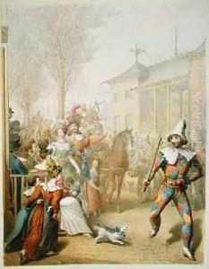 Mardi-Gras Boulevard des Italiens 1831 by George Emmanuel Opitz