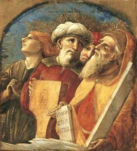 David and Moses with two other prophets or saints fragment from an Assumption of the Virgin by Pietro di Francesco degli Orioli