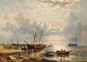Figures on the Beach by George Willem Opdenhoff
