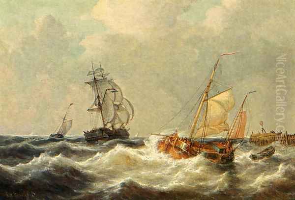 Sailing Vessels In Choppy Waters - view 1