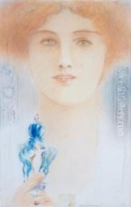 Un Masque A La Tenture Mauve by Fernand Khnopff