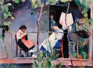 Dressmakers on the Balcony by Henri Ottmann