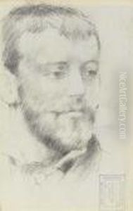 Head Of A Bearded Man Turning To
The Right (recto); Head Of A Manlooking Down, Seen From Behind In
Three-quarter Profile(verso) by Fernand Khnopff